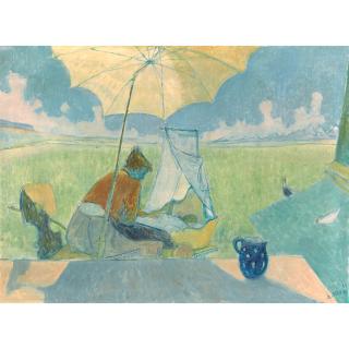 Alois Carigiet - Mutter Und Kind Unter Sonnenschirm, 1944