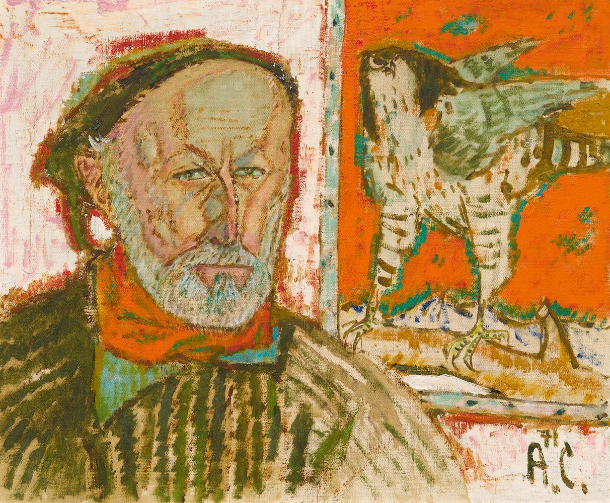 Alois Carigiet - Selbstbildnis mit Falke. 1971.