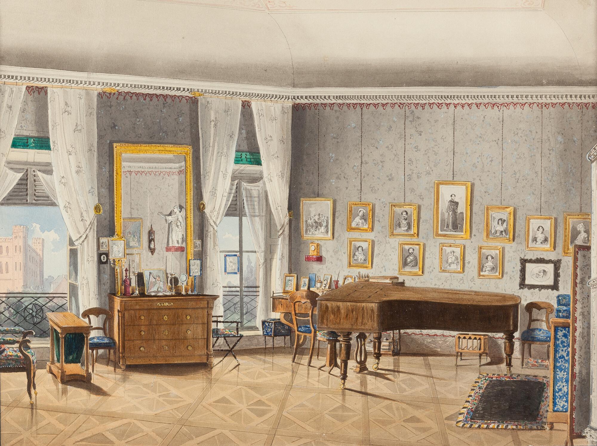 Alois Flad - Blick in ein Musikzimmer (Palais Berchem)