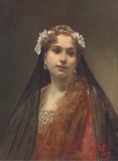 Alois Hans Schram - A Young Maiden Dressed In A Floral Veil