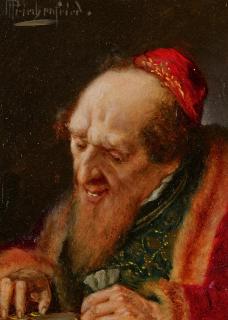 Alois Heinrich Priechenfried - Der Kaufmann beim Geldzählen.