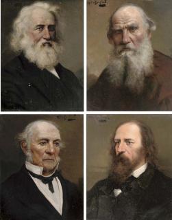 Alois Heinrich Priechenfried - Portrait of Alfred Lord Tennyson (1809-1892); Henry Wadsworth Longfellow (1807-1882); Leo Tolstoy (1828-1910); And William Gladstone (1809-1898)