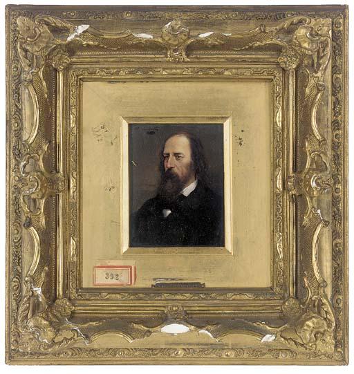 Alois Heinrich Priechenfried - Portrait of Alfred Lord Tennyson (1809-1892), quarter-length, in a black suit and tie; and Portrait of Henry Wadsworth Longfellow (1807-1882), quarter-length, in a black suit