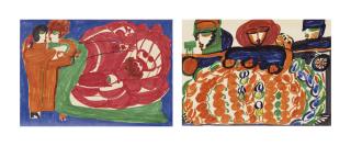 Aloïse - Los von zwei Werken: L\'Auto en couronne, um 1963-64  Ballet de Vienne, um 1963-64