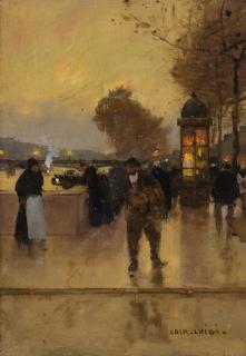 Aloys-François-Joseph Loir - Docks Of Paris At Dusk