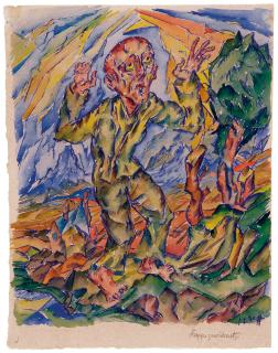 Aloys Wach - Der Prophet (Mann mit erhobenen Armen in einer Gebirgslandschaft)