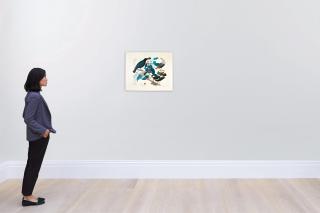 Aloys Zötl - A Common Blackbird, A Red-Billed Starling, A Western Bluebird And A Pied Myna On A Branch Of A Cherry Tree