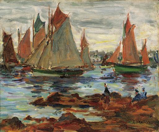 Aloysius O\'Kelly, R.H.A. - Fishing vessels at Concarneau, Brittany
