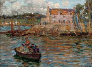 Aloysius O\'Kelly - Boats in a harbour