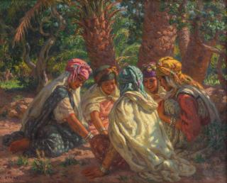 Alphonse Etienne Dinet - Jeu de fillettes dans la palmeraie
