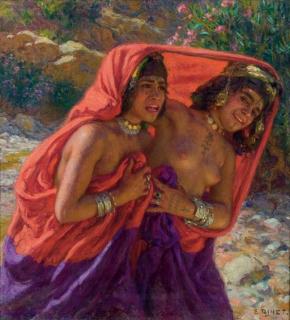 Alphonse-Etienne Dinet - La Fuite Des Baigneuses