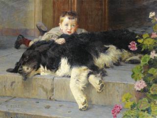 Alphonse-Etienne Dinet - Le Petit Garçon Au Chien