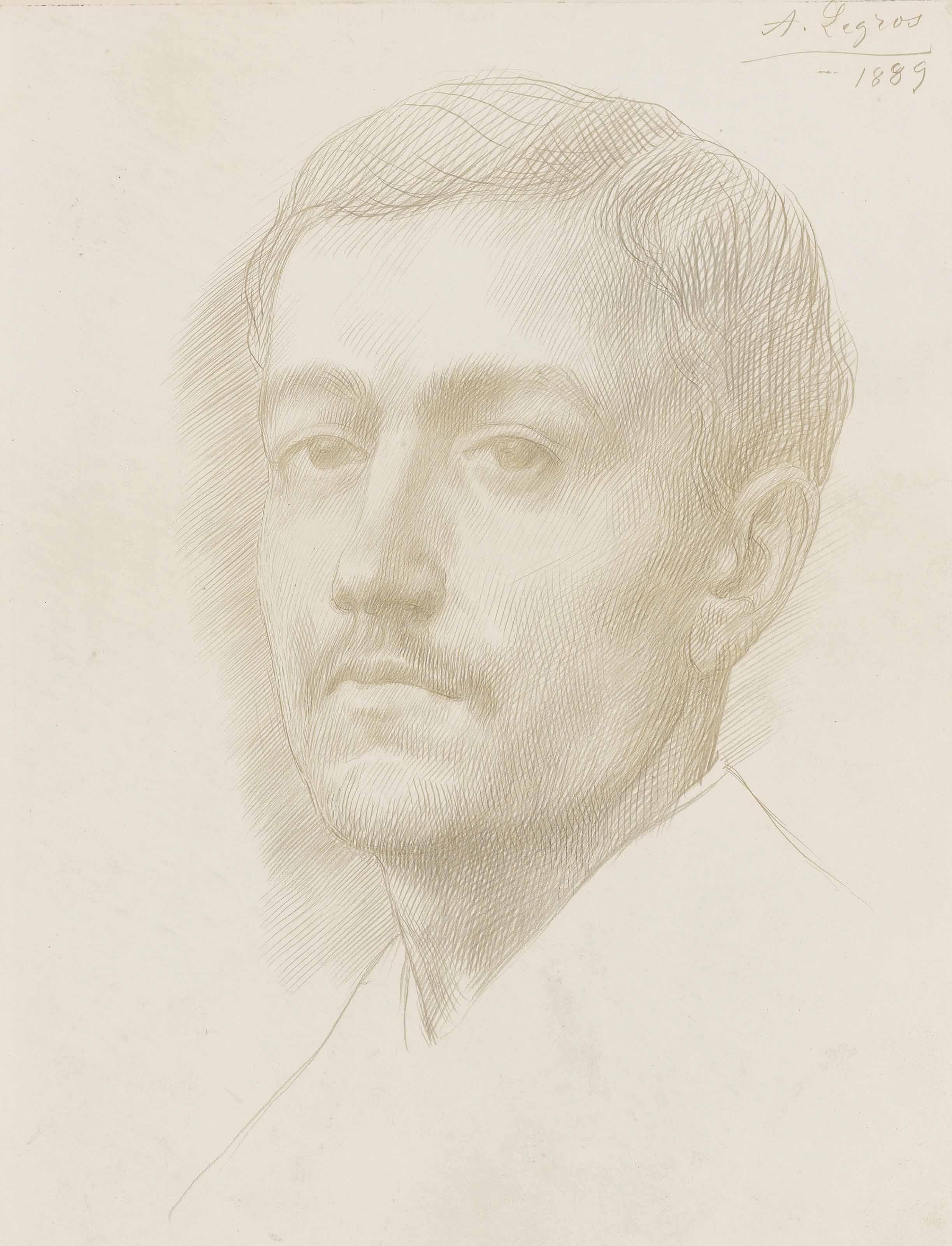 Alphonse Legros - Portrait Of A Young Man