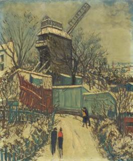 Alphonse Leon Quizet - Montmartre under snowfall