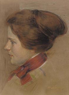 Alphonse Maria Mucha - A head of a woman - a study