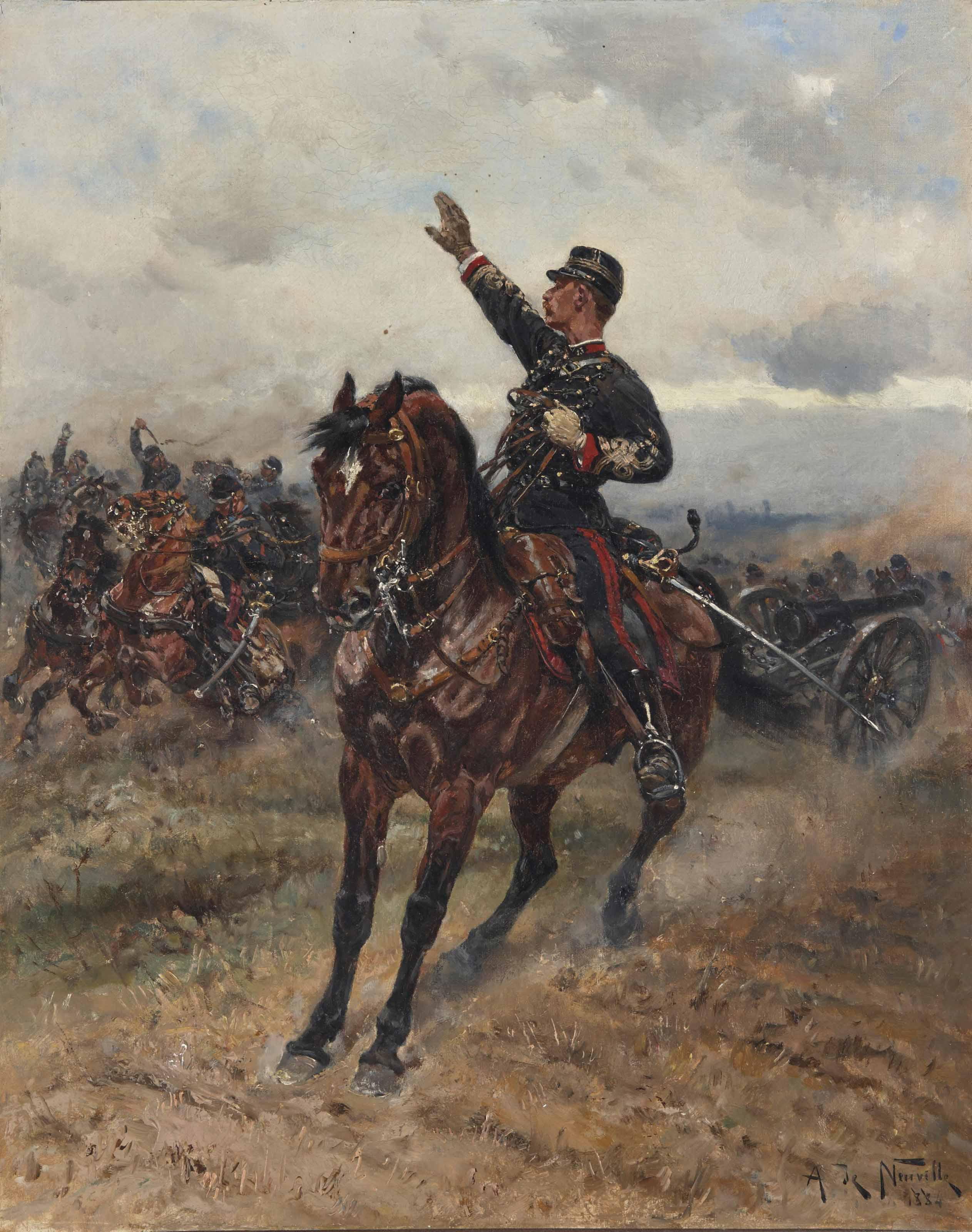 Alphonse-Marie-Adolphe De Neuville - La halte au feu