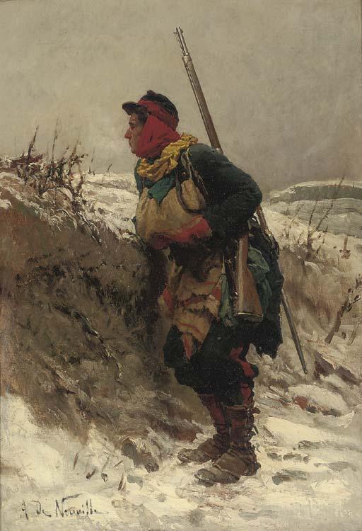 Alphonse Marie de Neuville - A French Rifleman In The Snow