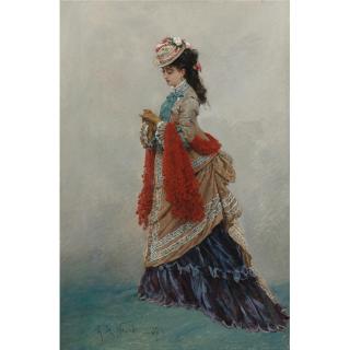 Alphonse Marie de Neuville - French An Elegant Woman