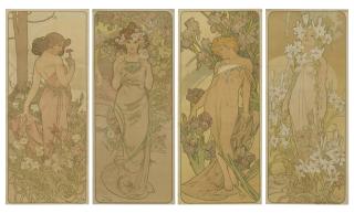 Alphonse Mucha - Les fleurs: l\'iris, l\'œillet, le lys, la rose
