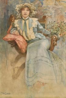 Alphonse Mucha - Mistletoe: Portrait of Mme Mucha