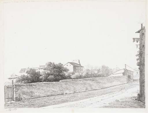 Alphonse-Nicolas-Michel Mandevare - Un Paysage Avec Une Route Bordée D\'Un Mur Et de Maisons; Un Paysage Avec Deux Figures Et Un Âne Sur Un Chemin; Et Deux Arbres