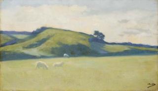Alphonse Osbert - Paysage aux moutons