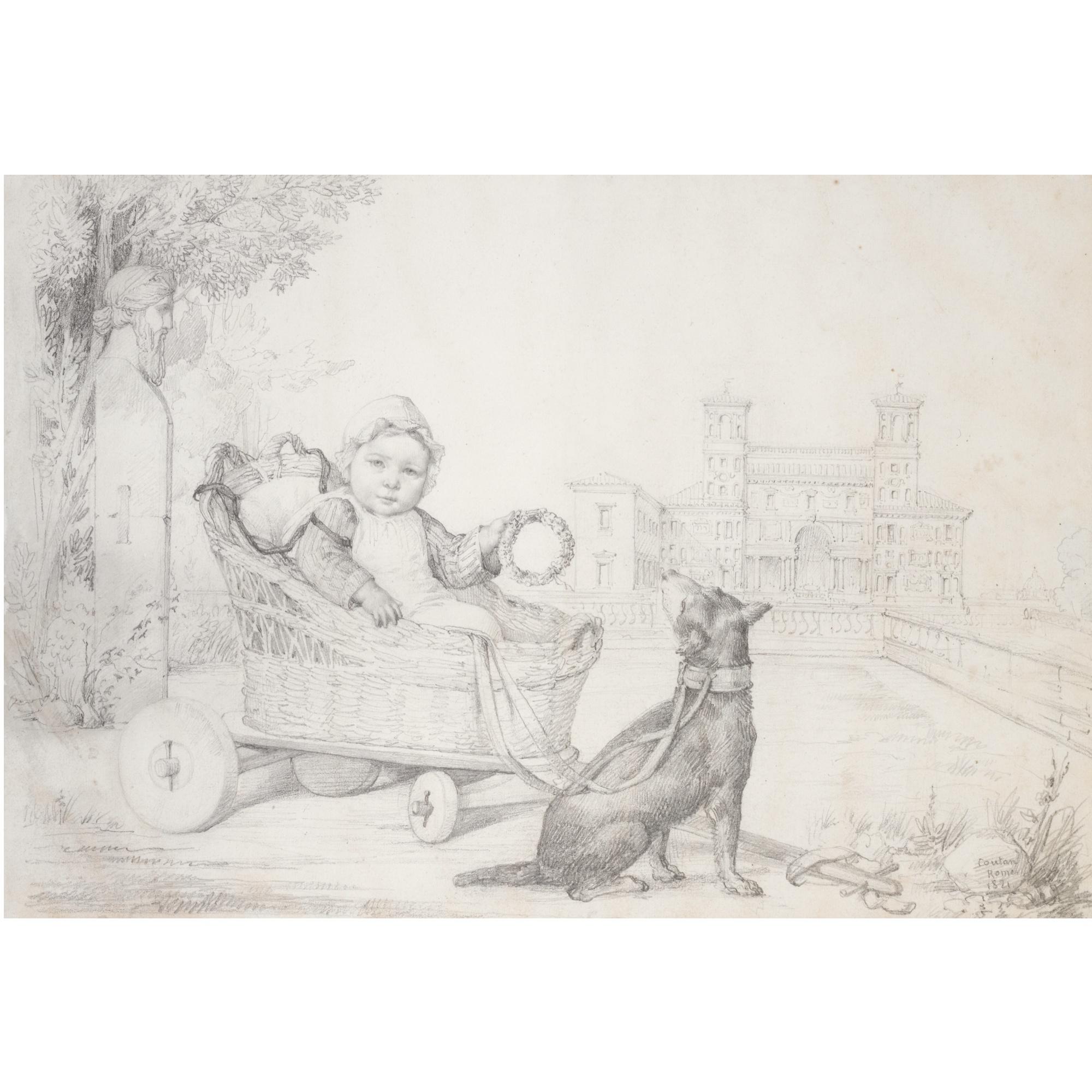 Amable Paul Coutan - Portrait Of Charlotte-Madeleine Taurel As A Baby, In The Gardens Of The Villa Medici, Rome