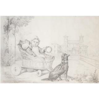 Amable Paul Coutan - Portrait Of Charlotte-Madeleine Taurel As A Baby, In The Gardens Of The Villa Medici, Rome