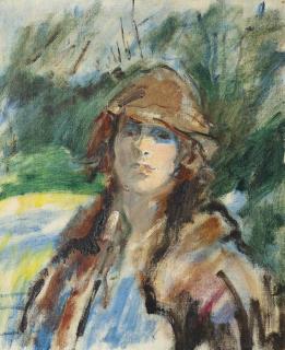 Ambrose McEvoy, A.R.A. - In the garden, Mrs. Claude Johnson