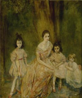 Ambrose Mcevoy, A.R.A. - Portrait Of Madame Gandrillas And Her Children, Marie-Rose, Carmen And Juana