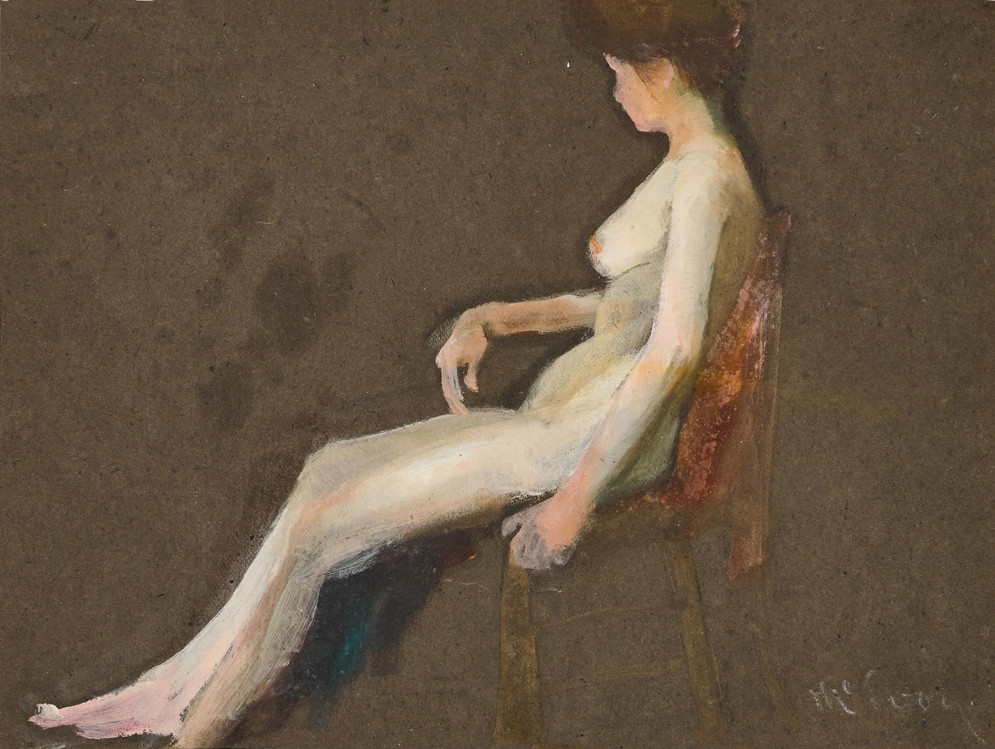 Ambrose McEvoy, A.R.A. - Seated female nude