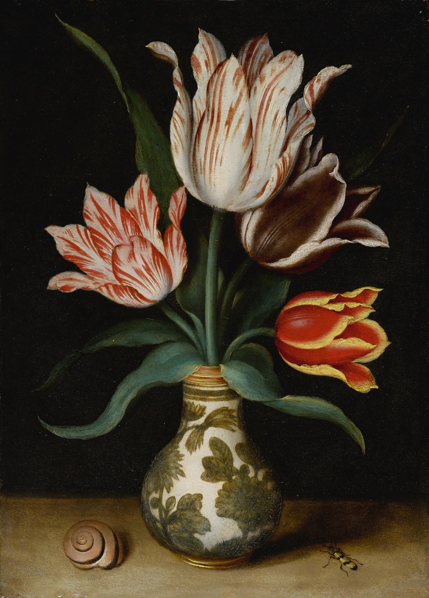 Ambrosius Bosschaert The Elder - Still Life Of Four Tulips In A Wan-Li Porcelain Vase
