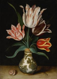 Ambrosius Bosschaert The Elder - Still Life Of Four Tulips In A Wan-Li Porcelain Vase