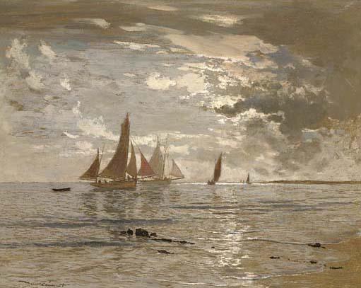 Amédée Julien Marcel-Clément - Fishing vessels off the coast