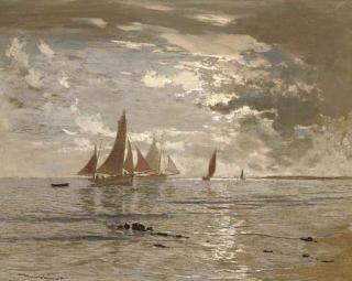 Amédée Julien Marcel-Clément - Fishing vessels off the coast