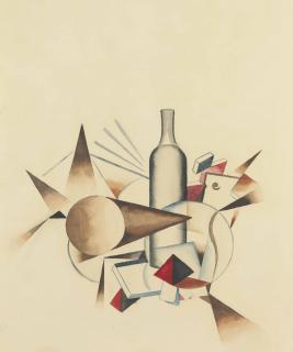 Amédée Ozenfant - Nature morte géométrique à la bouteille