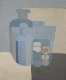 Amédée Ozenfant - Verres et bouteilles en bleu