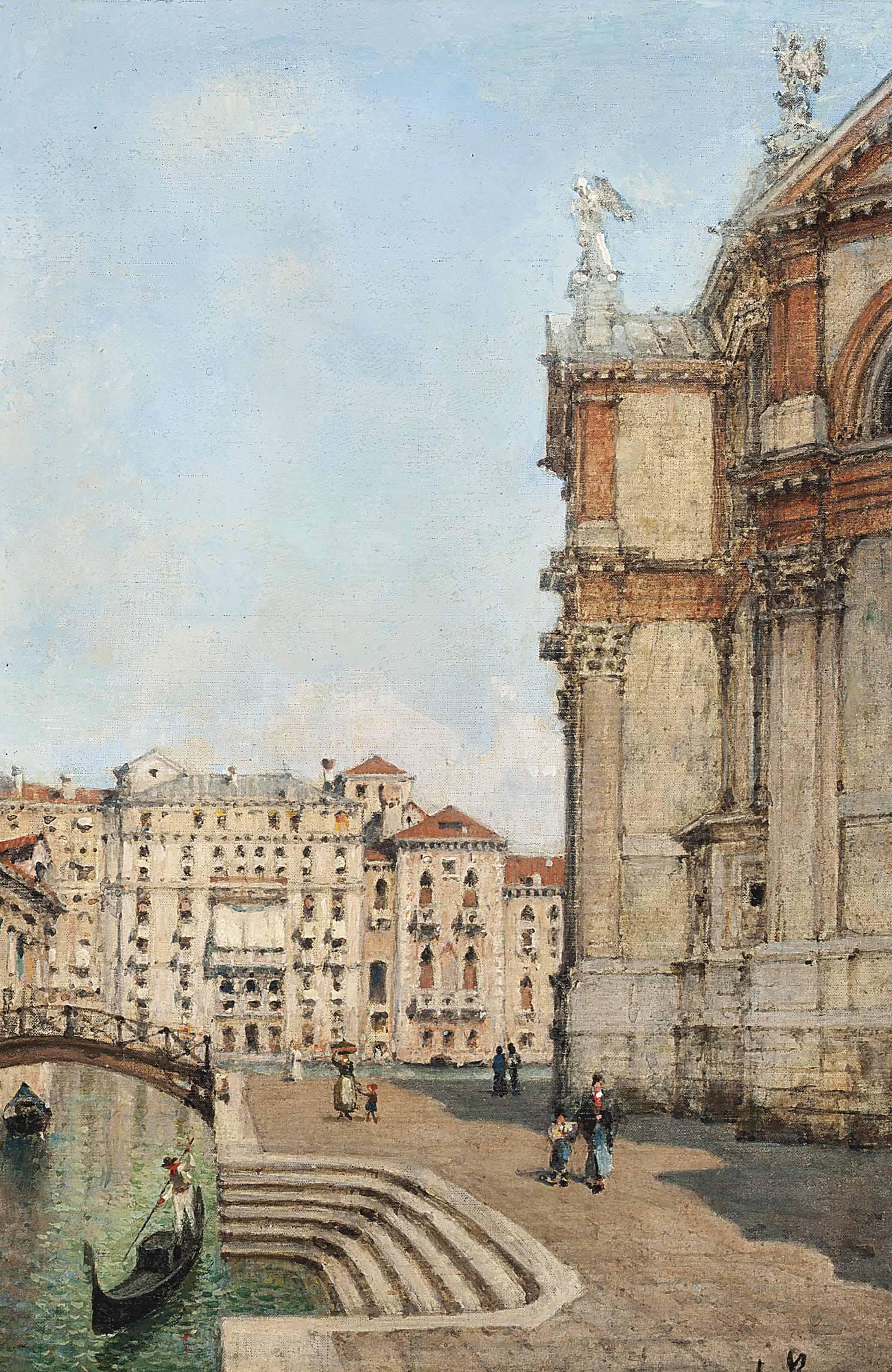 Amédée Rosier - On the steps to the canal, Venice