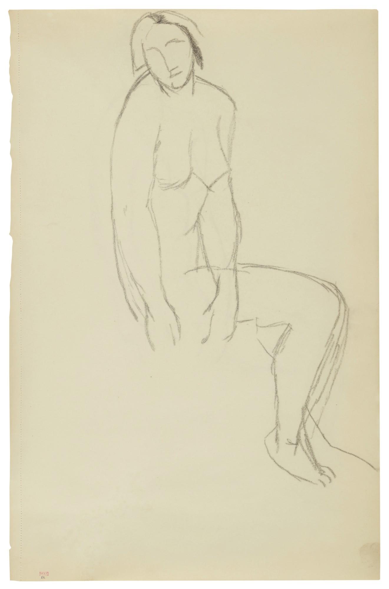 Amedeo Modigliani - Femme Nue Assise De Trois Quarts