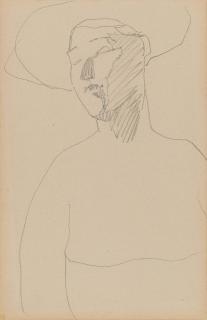 Amedeo Modigliani - Frau mit Hut im Halbprofil.