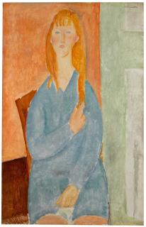 Amedeo Modigliani - Jeune Fille Assise, Les Cheveux Dénoués (Jeune Fille En Bleu)