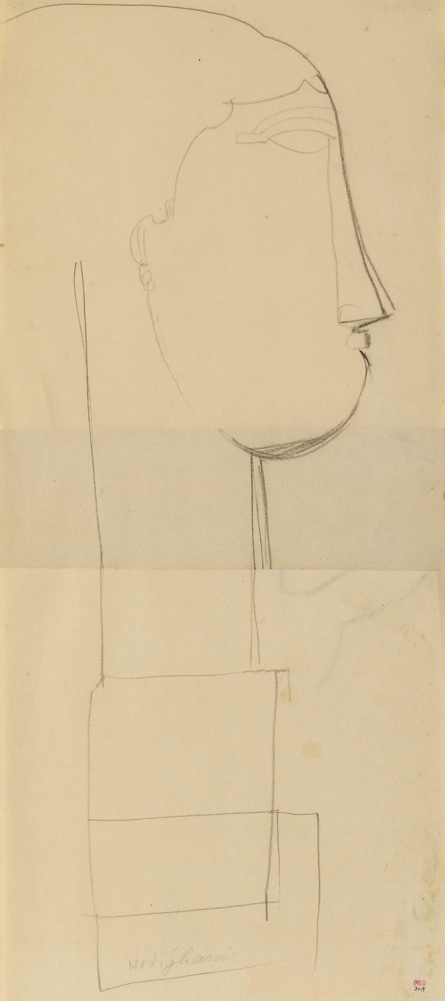 Amedeo Modigliani - Tête De Profil Sur Un Socle