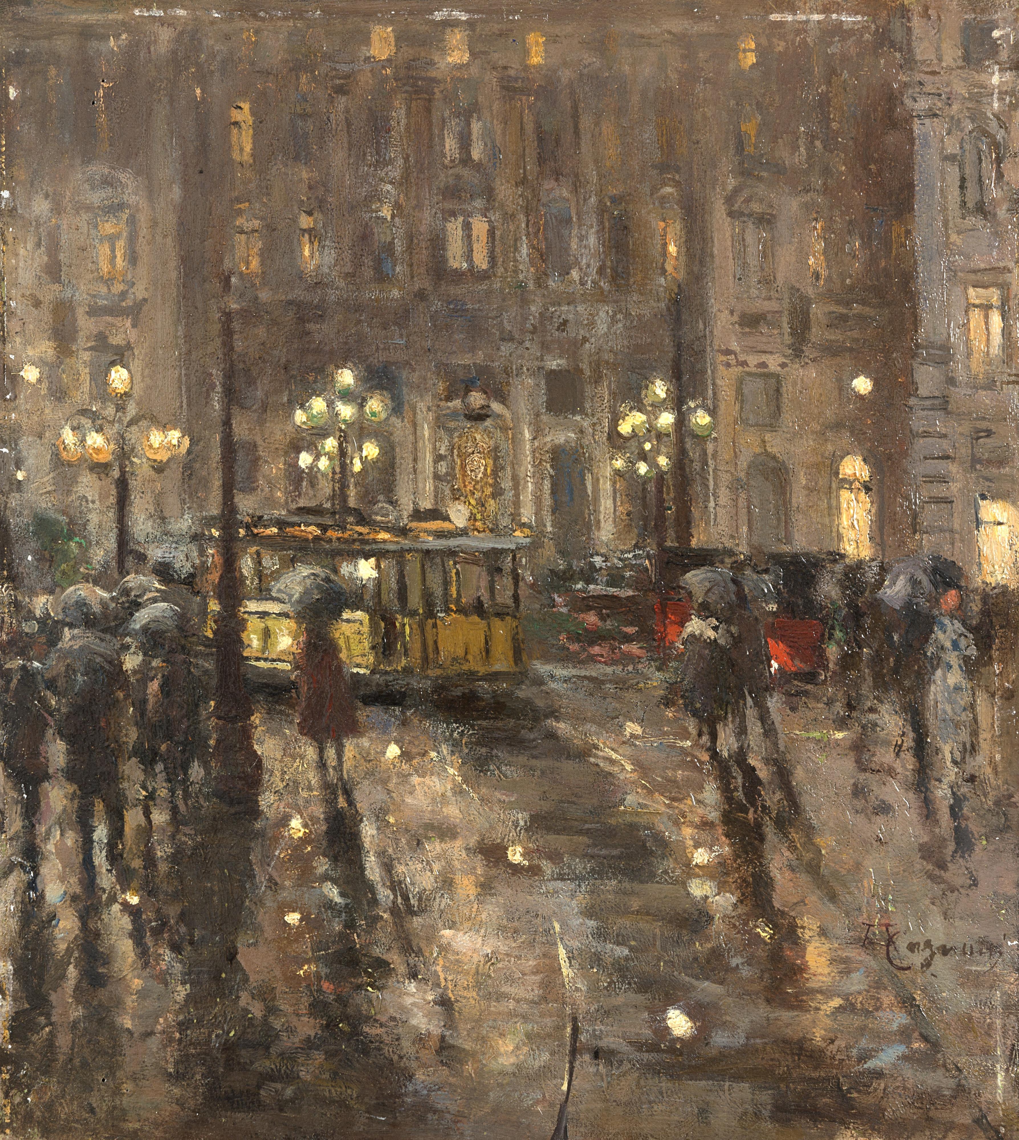 Amerino Cagnoni - Piazza ellittica e Banca di Credito Italiano