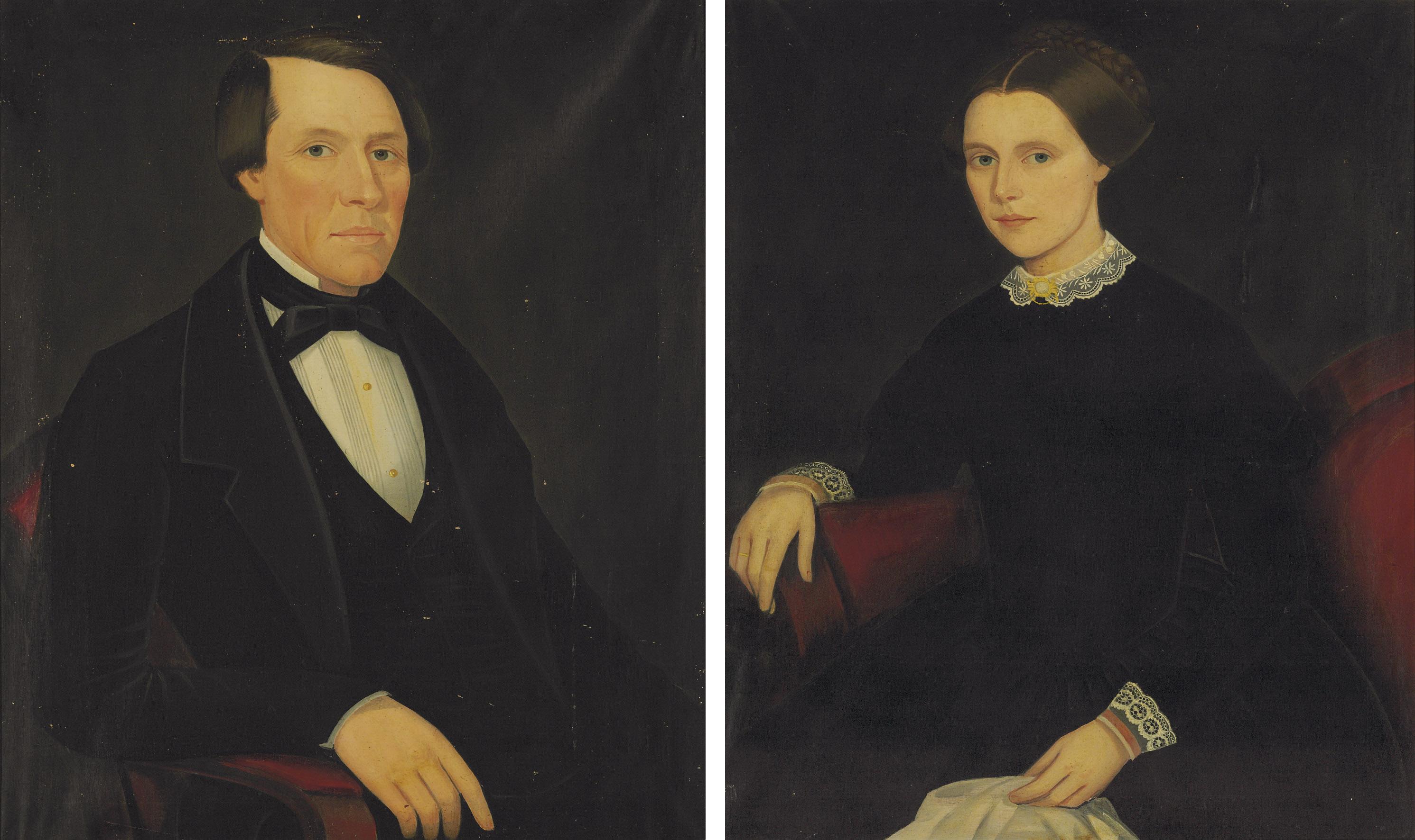 Ammi Phillips - A Pair of Portraits of Theron Daniel Ludington (1826-1900) and Eleanor Bailey Ludington (1826-1863)