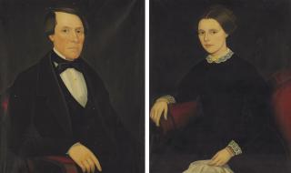 Ammi Phillips - A Pair of Portraits of Theron Daniel Ludington (1826-1900) and Eleanor Bailey Ludington (1826-1863)