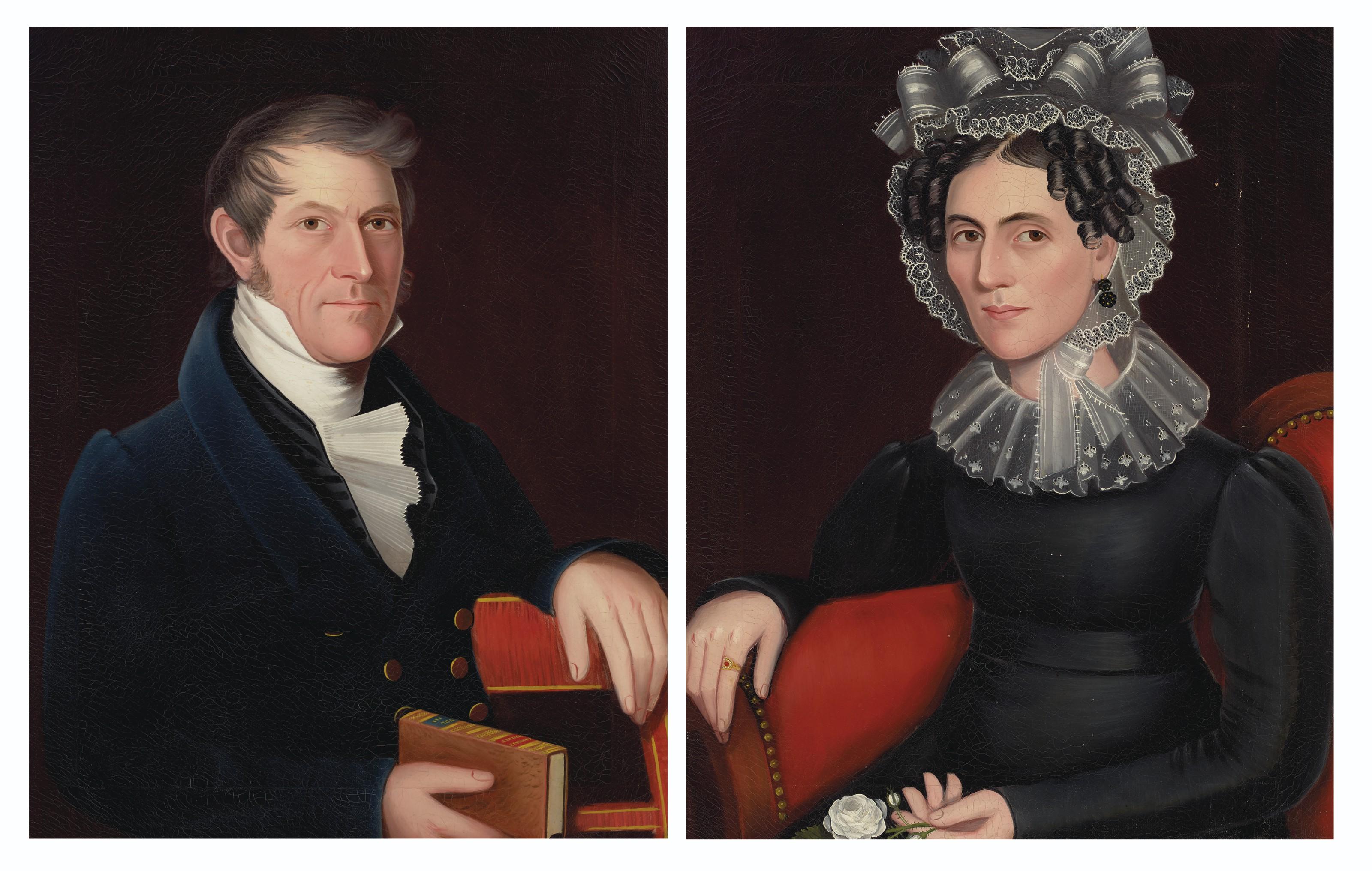 Ammi Phillips - A pair of portraits: Samuel Callender and Sarah Jane Howell