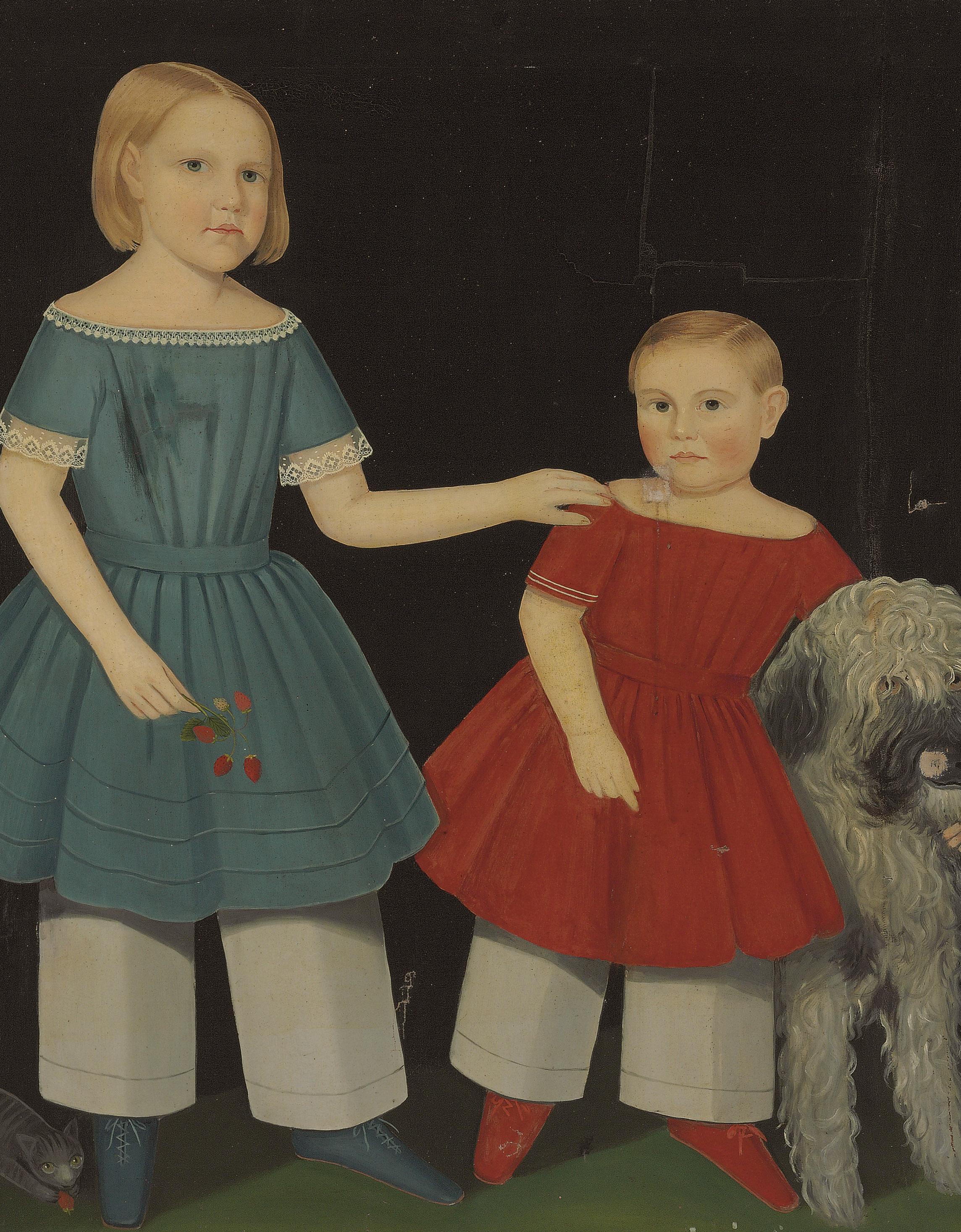 Ammi Phillips - Double Portrait of Theron Simpson Ludington (1850-1922) and His Older Sister Virginia Ludington(1846-1865), circa 1852