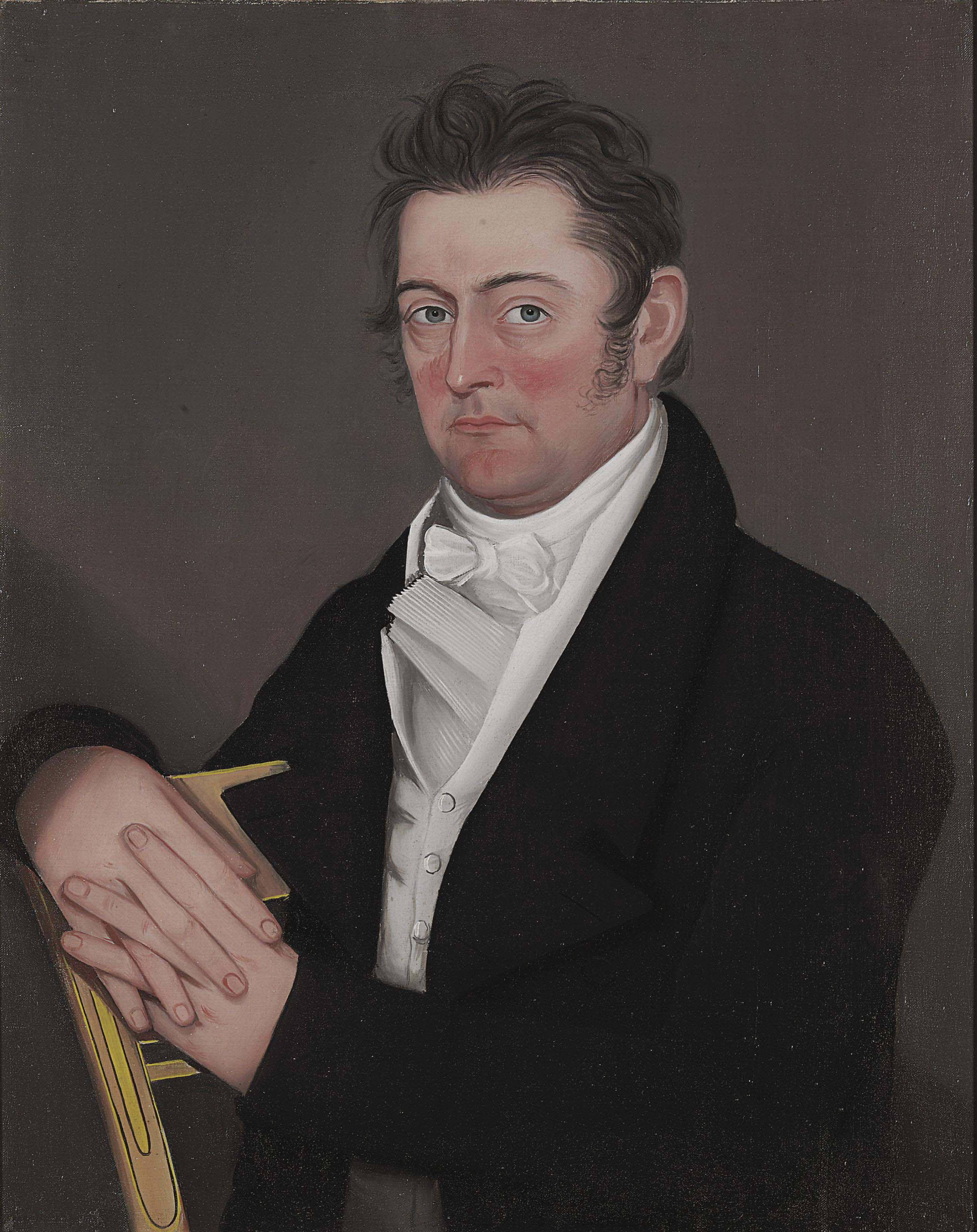 Ammi Phillips - Portrait Of A Gentleman Sitting In A Yellow Chair