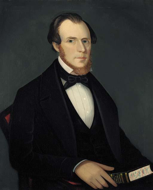 Ammi Phillips - Portrait of a Man with Red Beard Holding a Book, \