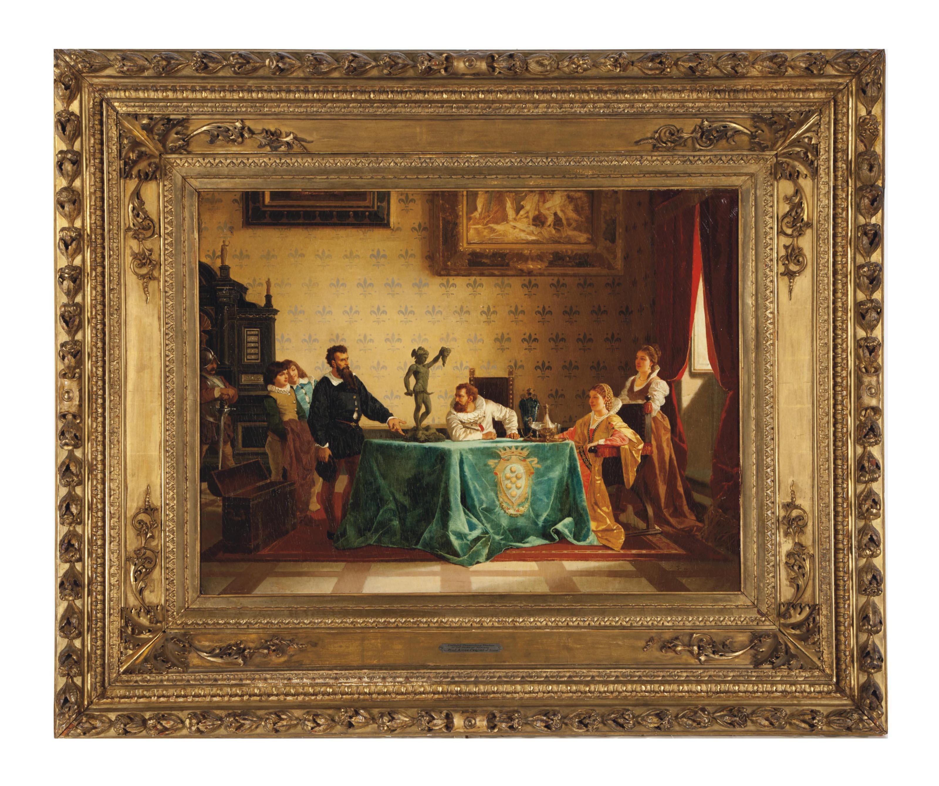 Amos Cassioli - Cellini present a statue to the first Duke of Tuscany